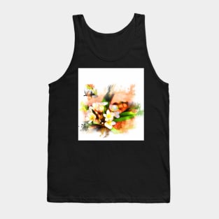 Beautiful tropical flowers on white Tank Top